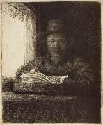 Self-Portrait,Etching at a Window Rembrandt